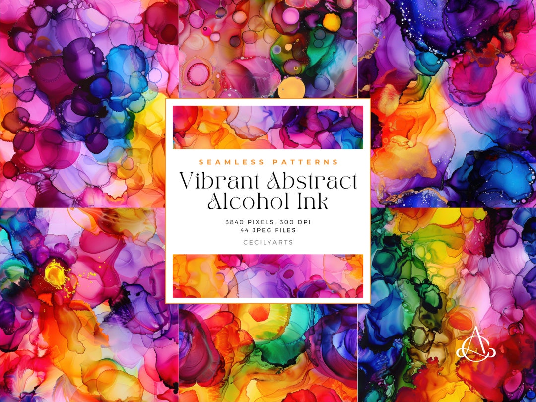 Vibrant Abstract Alcohol Ink Seamless Patterns, Alcohol Ink Digital ...