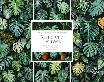 Monstera Blätter Musterdesign, kommerzielle Nutzung digitaler Download, Journaling, Aquarell nahtlose Musterfliesen