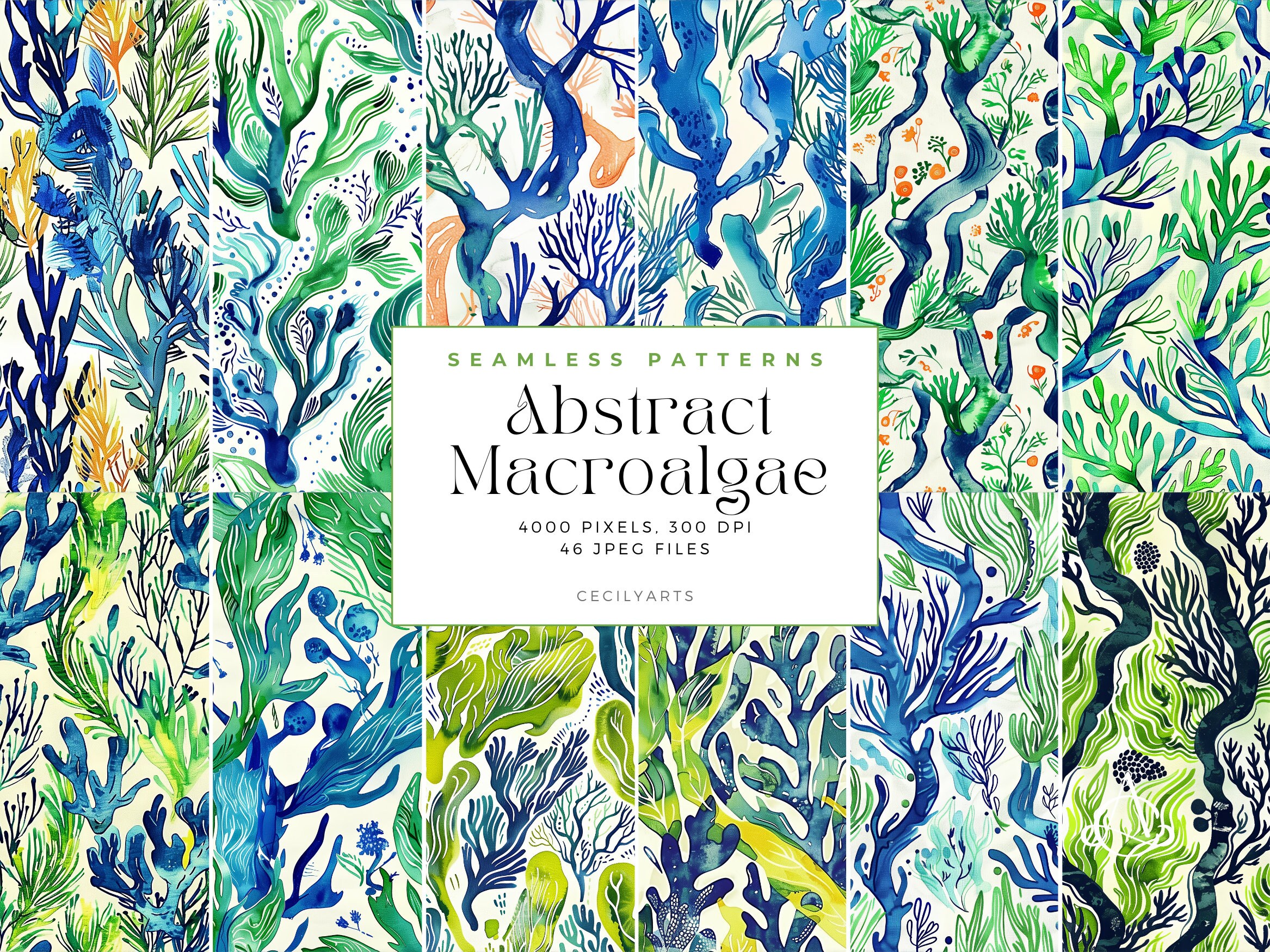 Microalgae Pattern Abstract Macroalgae Seamless Patterns, Seamless Patterns, Microalgae ...