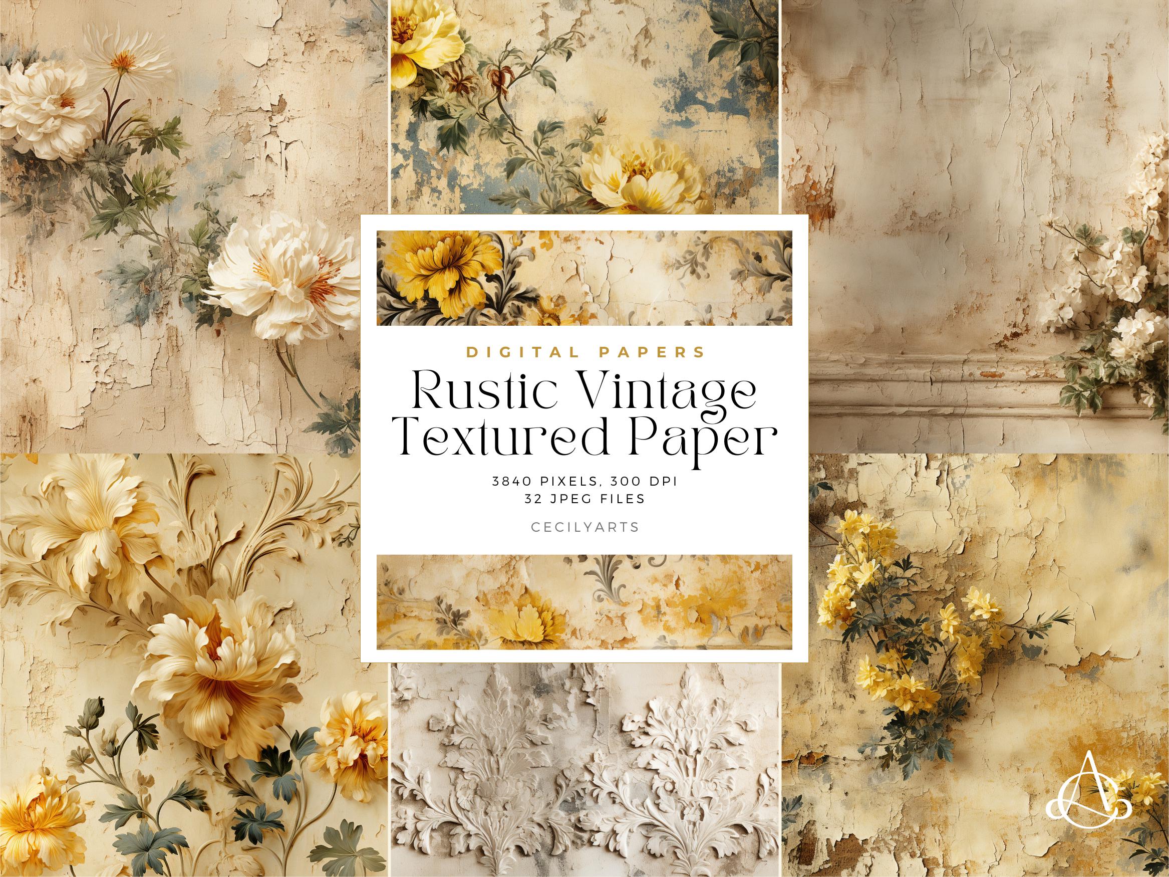 Rustic vintage textured paper, Not Seamless,  Old Paper Textures, digital paper pack with vintage paper backgrounds Commercial Use