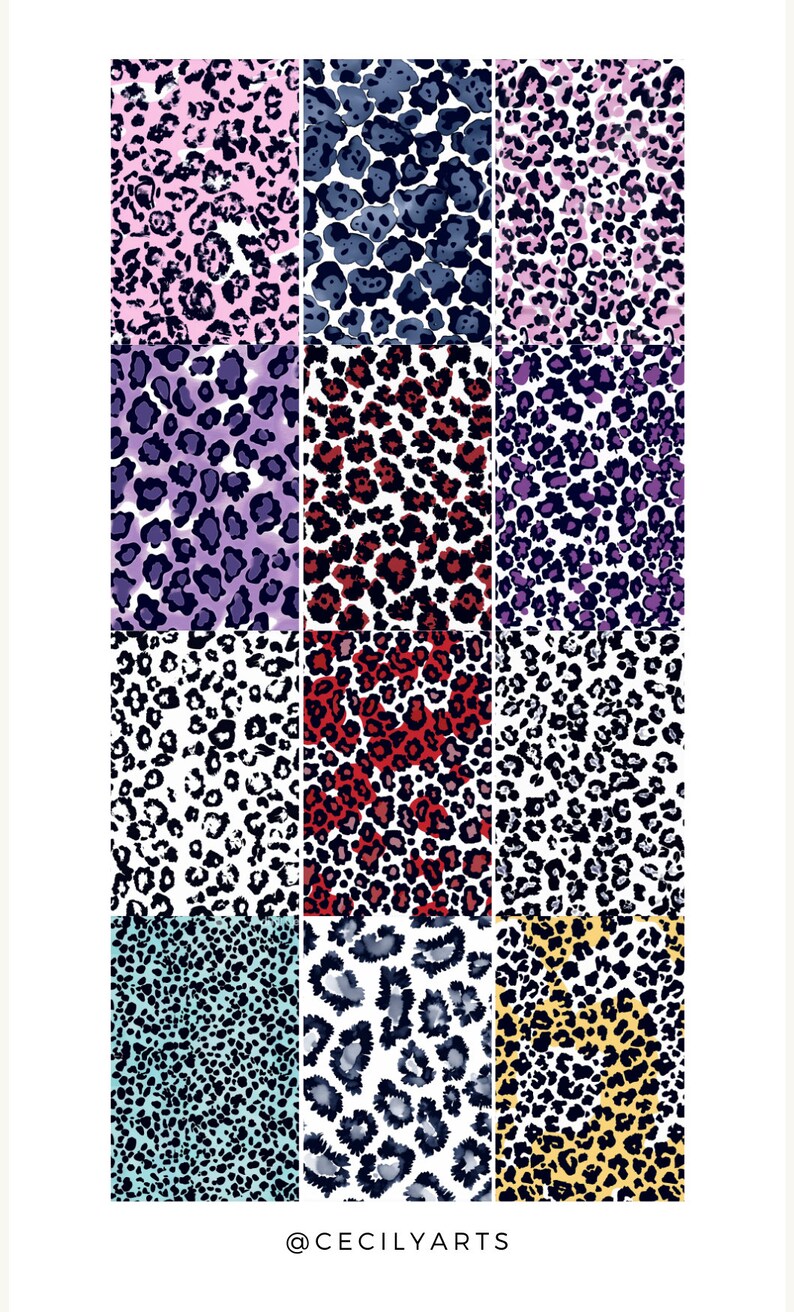Leopard Print Seamless Patterns, Seamless Handrawn Floral Patterns ...