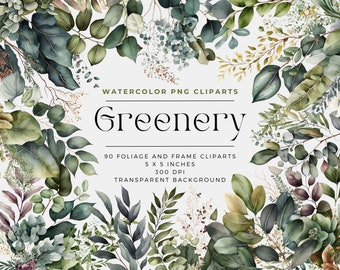 90 grünes Blatt PNG, Greenery Aquarell Clipart, Greenery Bundle Clipart, Botanische Clipart, Aquarell Clipart, Hochzeit Clipart, Laub Clipart