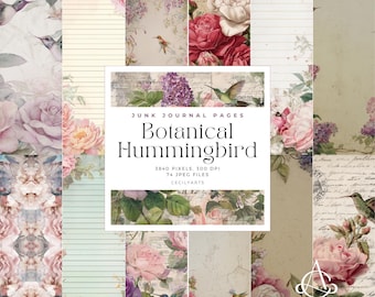 Hummingbird Junk Journal: Digital Download Kit, Printable Pages, Bird Ephemera, Crafting Supplies for Scrapbook