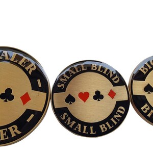 Double Sided Dealer Button, Small Blind & Big Blind Buttons 3 PC Poker