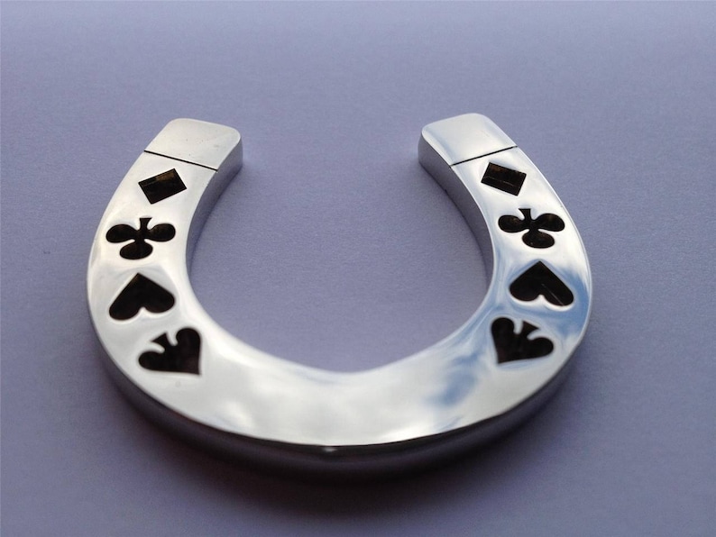 Silver horseshoe lucky suited heavy poker card guard hand protector new Poker Chip image 2