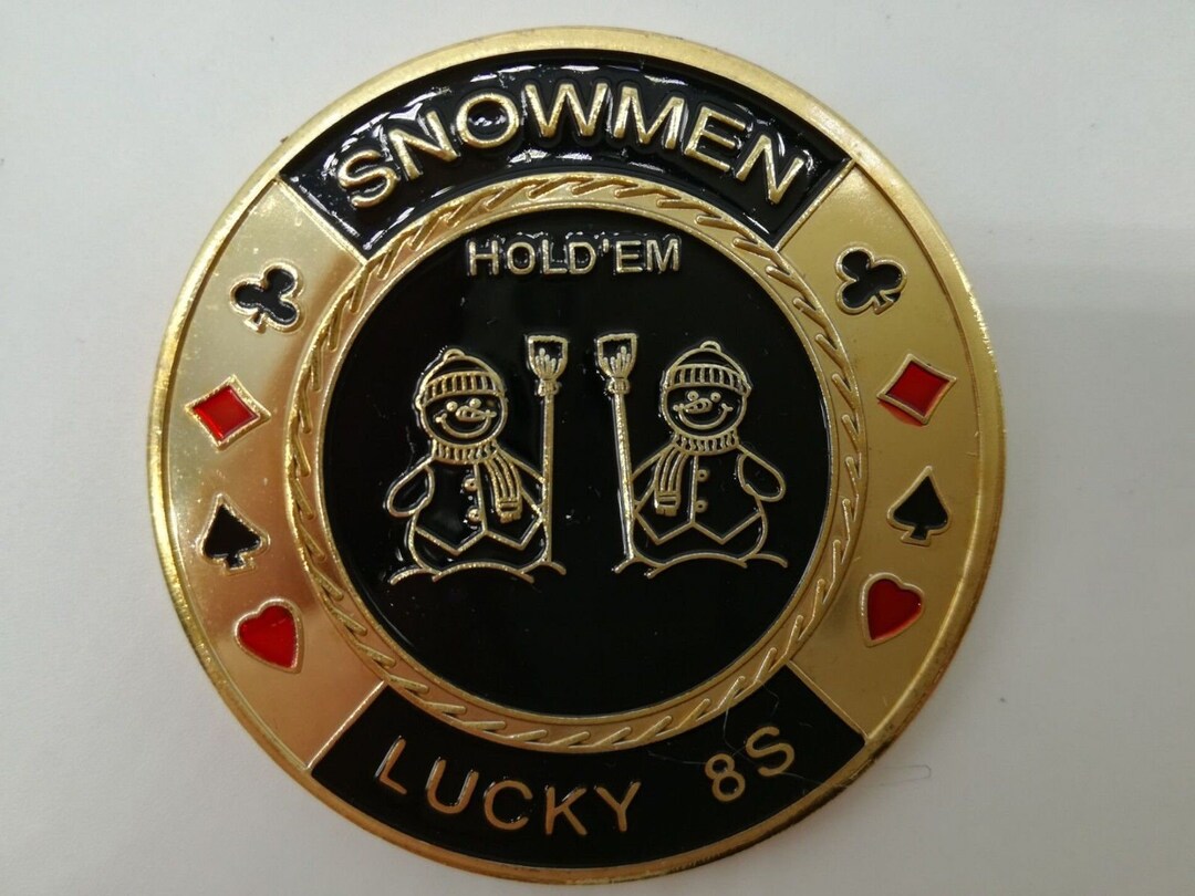 Poker Card Guard Lucky Eights Véritable Plaqué Or - Protecteur De Cartes Poker Professionnel