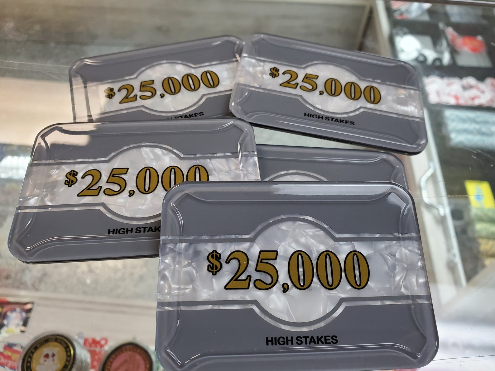 25000 Grey Denominated Poker Plaque Square Poker Chip Etsy
