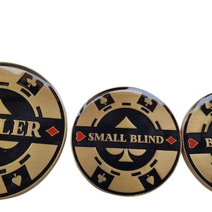Double Sided Dealer Button, Small Blind & Big Blind Buttons 3 PC Poker
