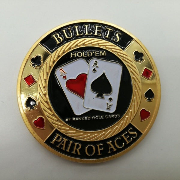 Bullets Pair of Aces poker card guard hand protector new Poker Chip
