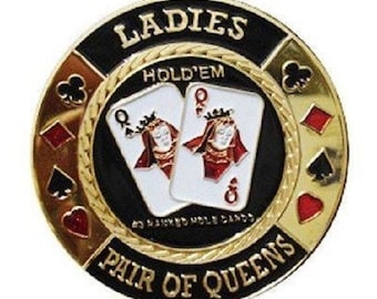 Pocket Queens Ladies poker card guard hand protector new Poker Chip