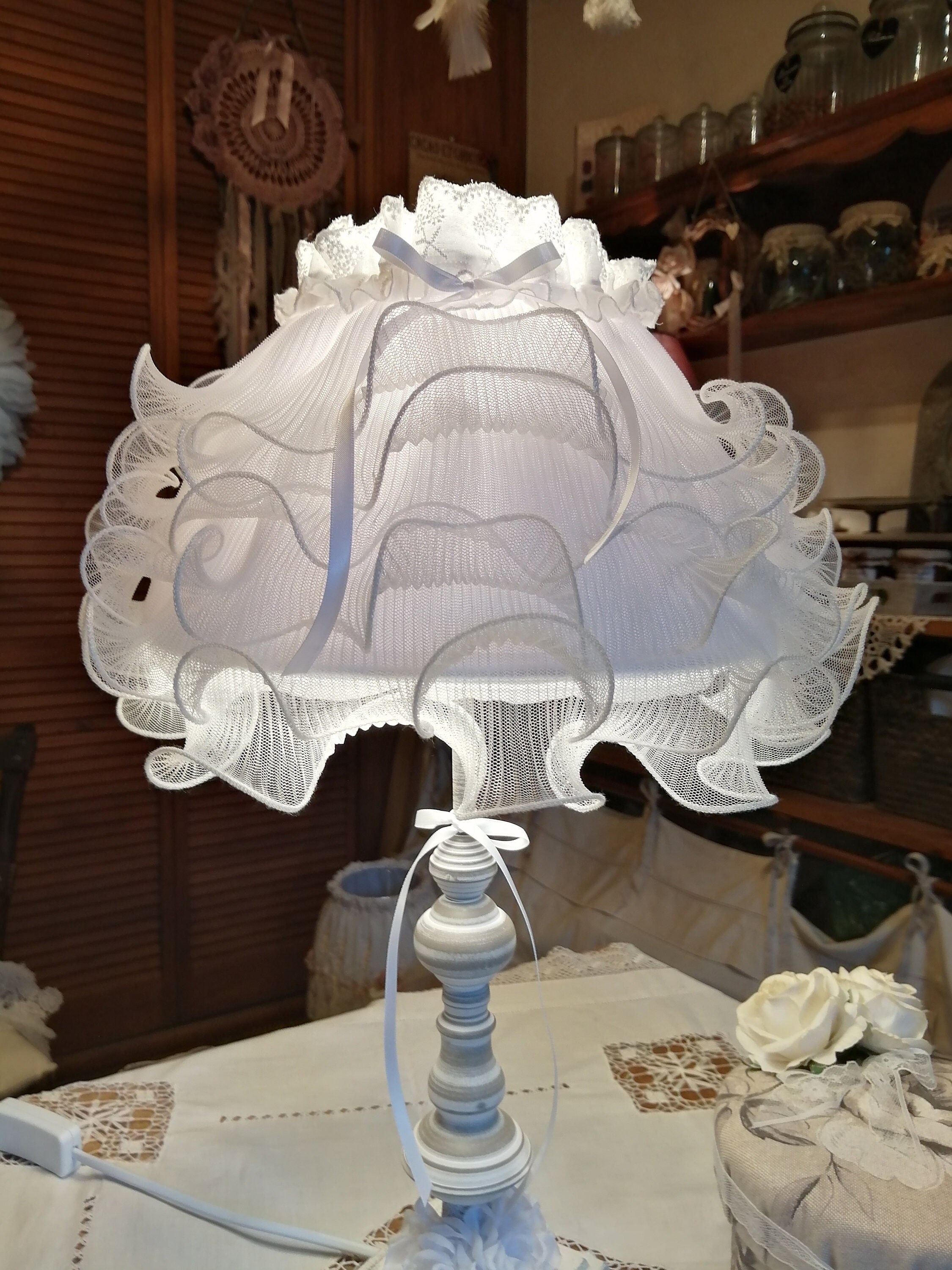 Jupon d'abat-Jour Shabby White