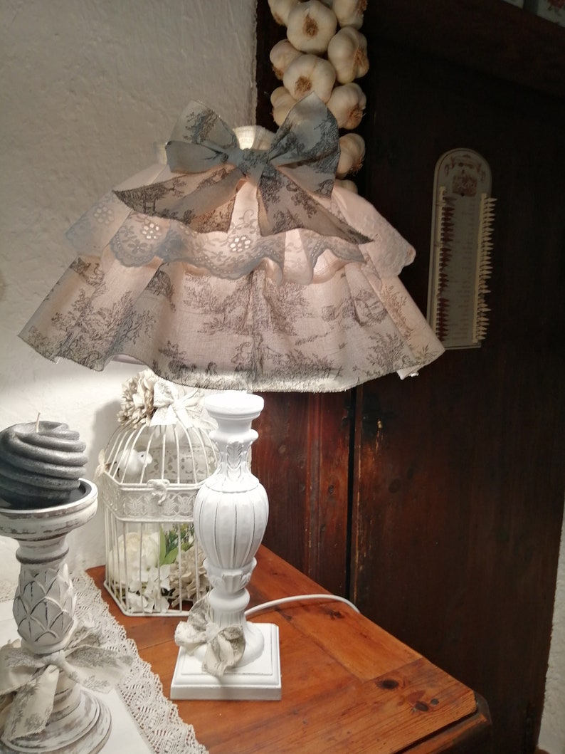 Linen and embroidery lampshade petticoat Pastoral Collection image 3