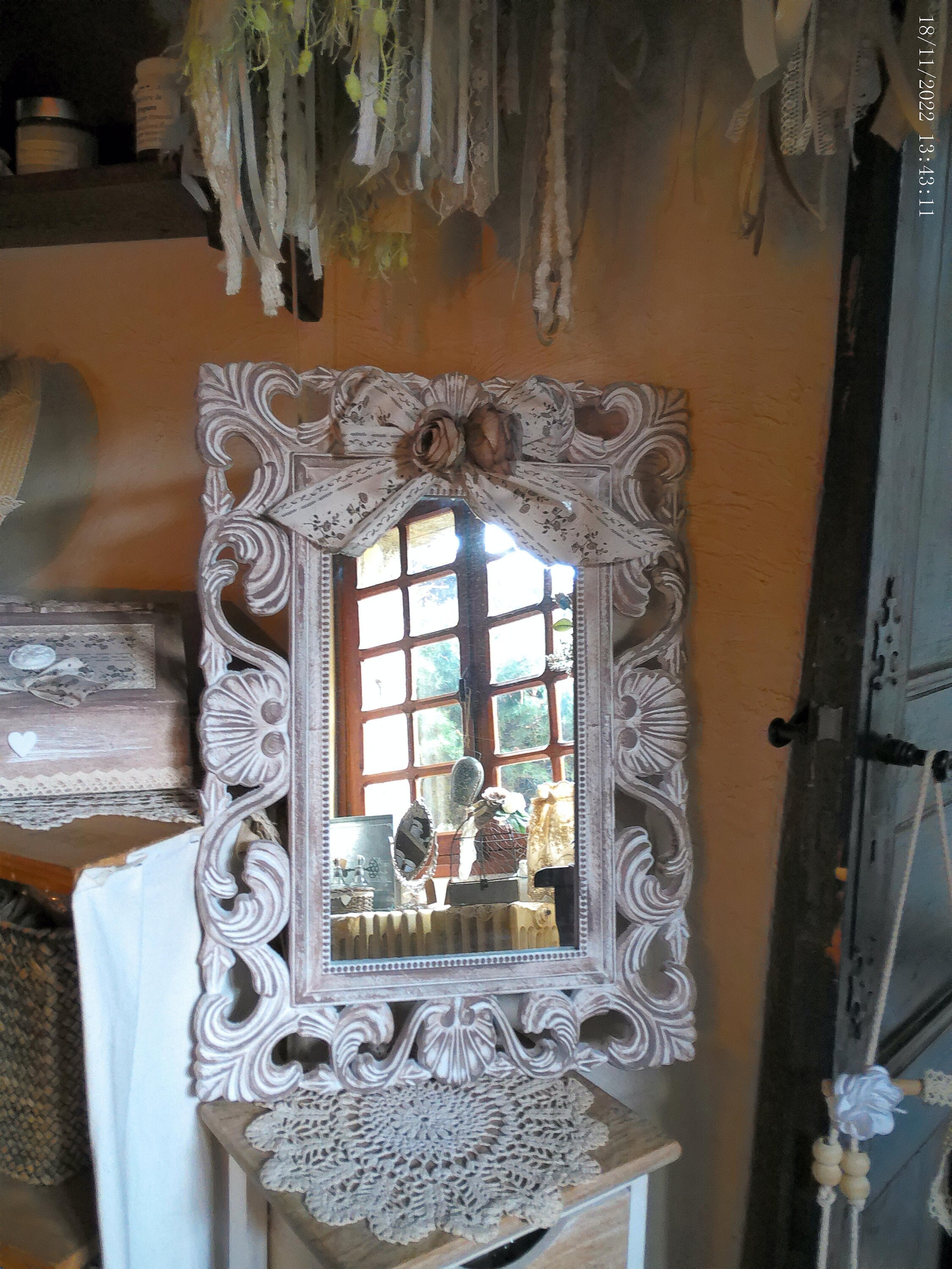 Wooden Mirror with Volutes “Eléonore” Collection