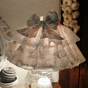 Linen and embroidery lampshade skirt "Pastorale" collection