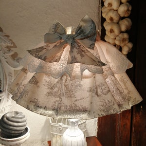 Linen and embroidery lampshade petticoat Pastoral Collection image 1