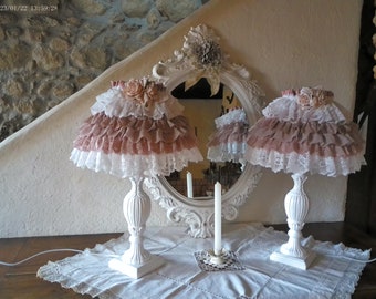 Lampada Shabby Chic in mussola e pizzo "Beautiful Tutu"