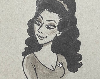 Counseler Deanna Troi from Star Trek The Next Generation  original ink drawing