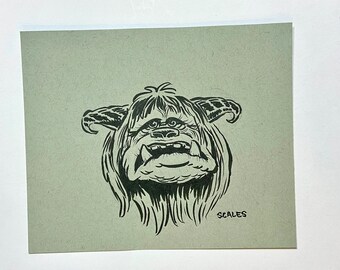 Ludo- One of a kind ink drawing of friendly giant Ludo inspired by Jim Henson’s Labyrinth