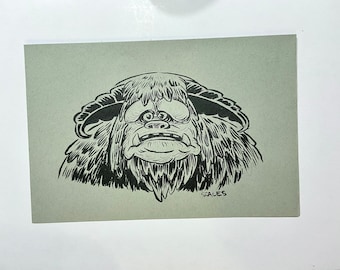 Upset Ludo - One of a kind ink drawing of friendly giant Ludo inspired by Jim Henson’s Labyrinth