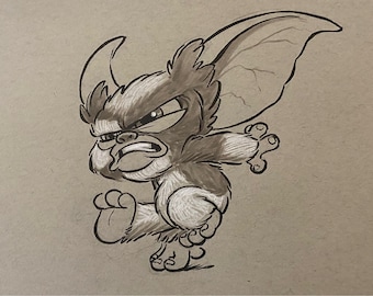 Gizmo one of a kind ink drawing