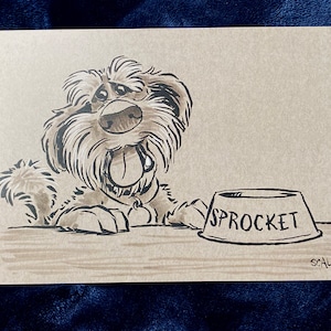 Fraggle Rock Sprocket the dog caricature print 5x7