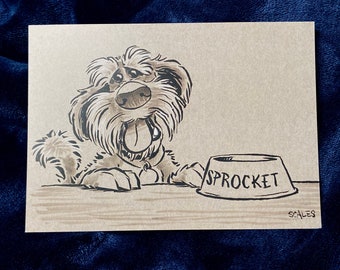 Fraggle Rock Sprocket the dog caricature print 5x7