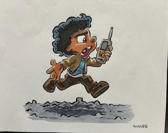 Running Wim from Star Wars Skeleton Crew one of a kind ink and Copic drawing