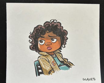 Wim from Star Wars Skeleton Crew one of a kind ink and Copic drawing