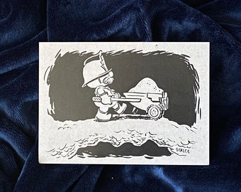 Fraggle Rock Doozer with a Wheelbarrow print 5x7