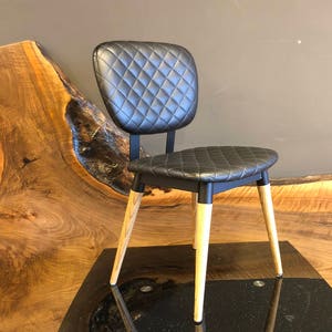 Station Dining Chair, Modern Cafe Chair, Dine Chair, Customizable Chair with Quilted Leather