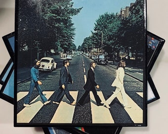 Handmade Beatles Album Cover Tile Coasters: Rock and Roll Music