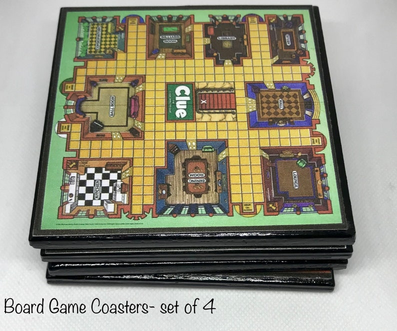 Tile Coasters Board Games Etsy