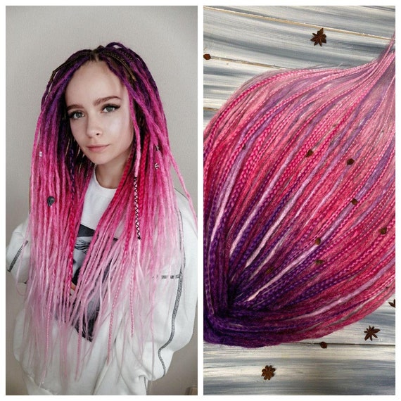Bubblegum dreads Dreadlocks pink Purple fake dreads | Etsy