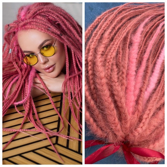 Pink dreads fluffy braids Bubble gum de braids | Etsy