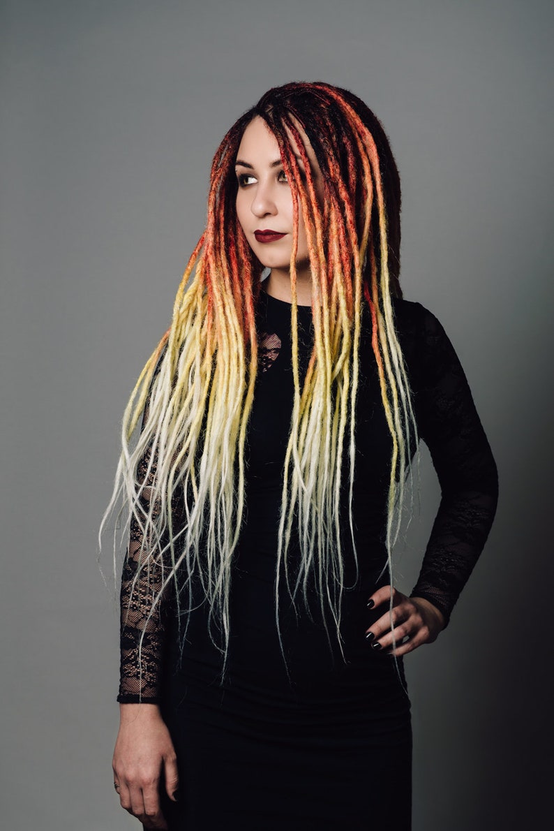 Fire ombre crochet fake dreads hair extensions dreadlocks | Etsy