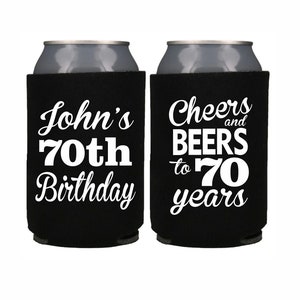 70th Birthday Personalized Can Cooler, 70th Birthday Party Favor, Cheers to 70 Year, Custom Can Cooler, Gift for 70th Birthday, Can Coolie