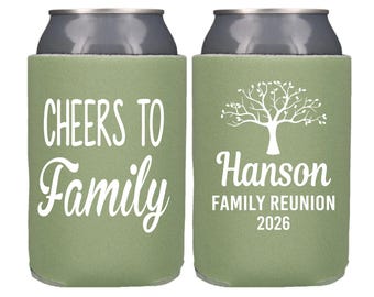 Custom Family Reunion Can Cooler, Personalized Name and Year, Family Tree Party Favors Souvenirs