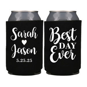 Personalized Can Cooler, Custom Wedding Favor, Wedding Can Coolers, Custom Can Cooler, Best Day Ever, Beer Huggers, Customized Wedding Favor