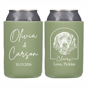 Personalized Wedding Can Cooler Custom Dog Drawing Pets Cat Animal Pet Can Cooler, Wedding Favor Dogs, Custom Drawn Pet Portrait Beer Hugger