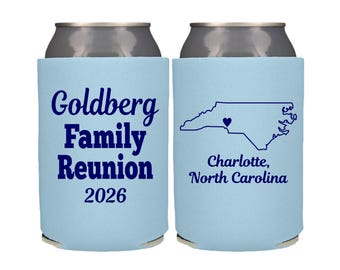 Family Reunion Can Cooler Destination City and State Vacation Can Coolers, Beer Huggers Family Reunion Cup Holders Beer Coolers