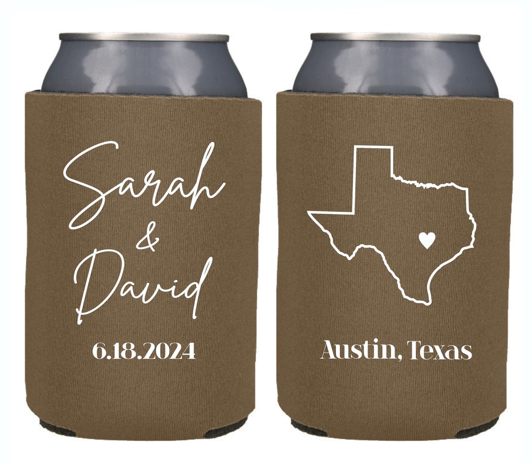 Personalized State Can Cooler Wedding Favor, Any City and State Wedding