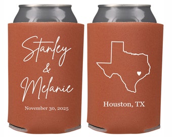 Personalized State Can Cooler Wedding Favor, Any City and State Wedding Can Coolers, Custom Can Cooler, Beer Huggers Destination Wedding