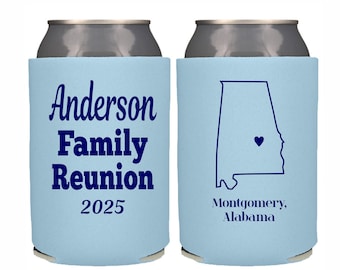Family Reunion Can Cooler Destination City and State Vacation Can Coolers, Beer Huggers Family Reunion Cup Holders Beer Coolers