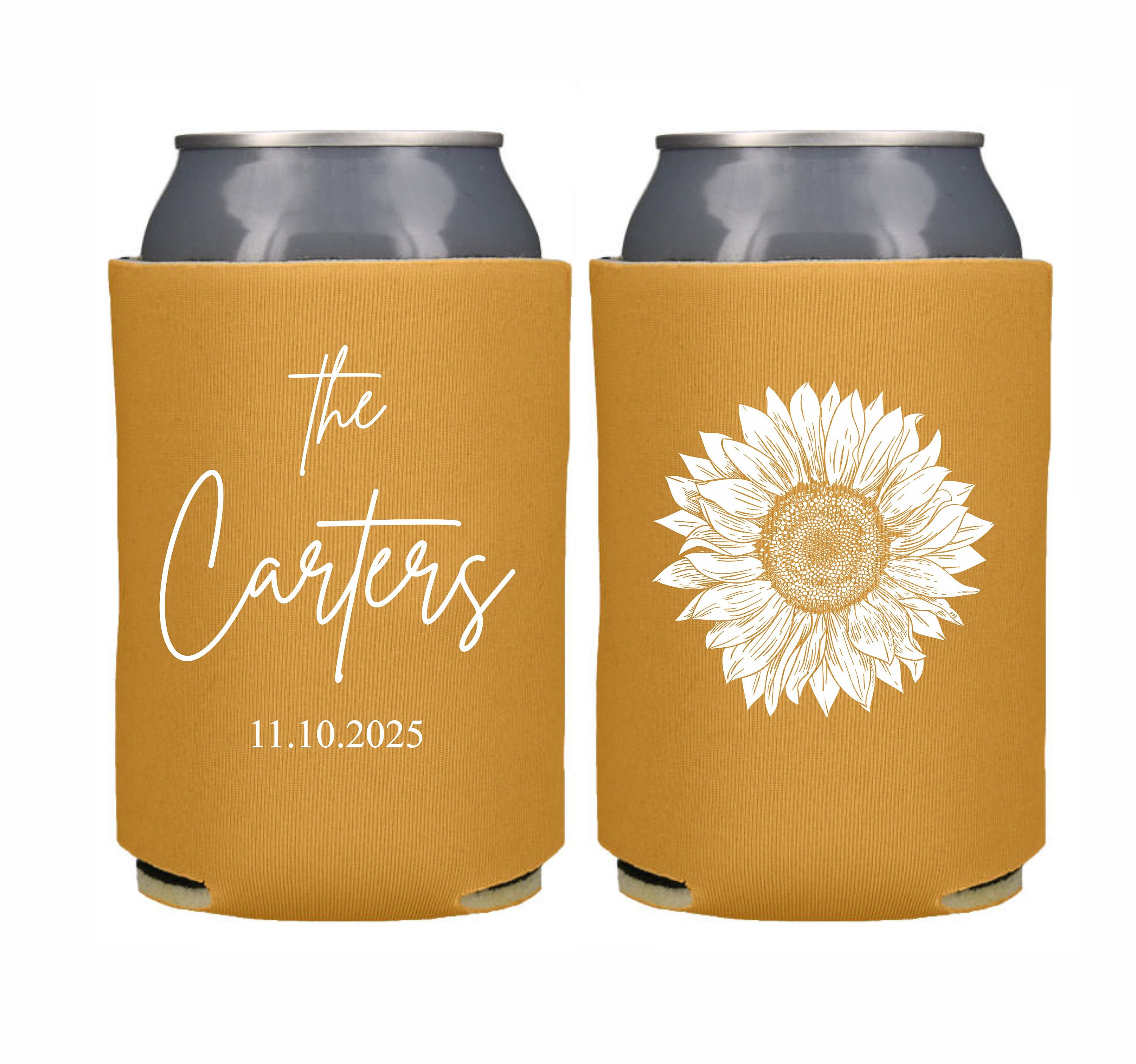 Sunflower Wedding Favor Can Cooler Personalized Sunflower Wedding Theme Wedding Favor Wedding Can Coolers Custom Can Cooler