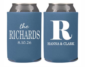 Personalized Wedding Can Cooler, Monogram Initial Wedding Favor, Monogram Favors, Custom Can Cooler, Beverage Favor, Foam Beer Hugger