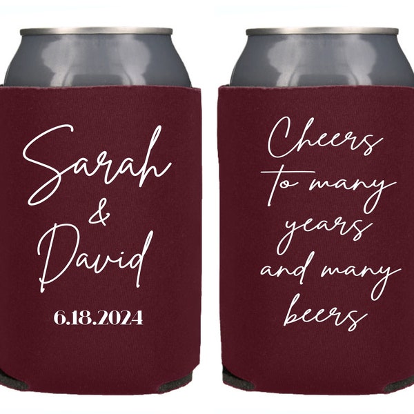 Personalized Can Cooler Wedding Favor, Funny Saying Wedding Can Coolers, Custom Can Cooler, Beer Huggers, Customized Wedding Favor Beers