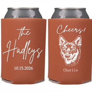 Personalized Pet Wedding Can Cooler Custom Pet Drawing Dog Cat Animal Pet Can Cooler, Wedding Favor Dogs, Custom Drawn Pet Portrait Favor