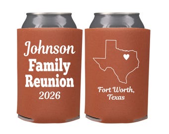 Family Reunion Can Cooler Destination City and State Vacation Can Coolers, Beer Huggers Family Reunion Cup Holders Beer Coolers