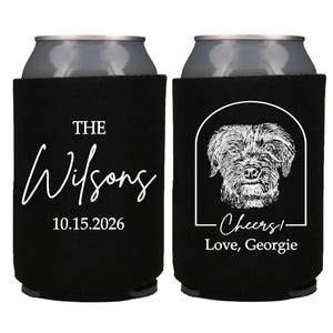 Personalized Wedding Can Cooler Custom Dog Drawing Pets Cat Animal Pet Can Cooler, Wedding Favor Dogs, Custom Drawn Pet Portrait Beer Hugger