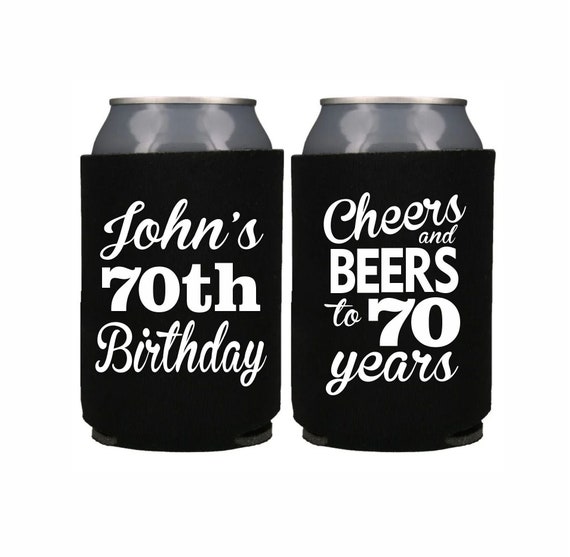 70th Birthday Personalized Can Cooler, 70th Birthday Party Favor, Cheers to 70 Year, Custom Can Cooler, Gift for 70th Birthday, Can Coolie